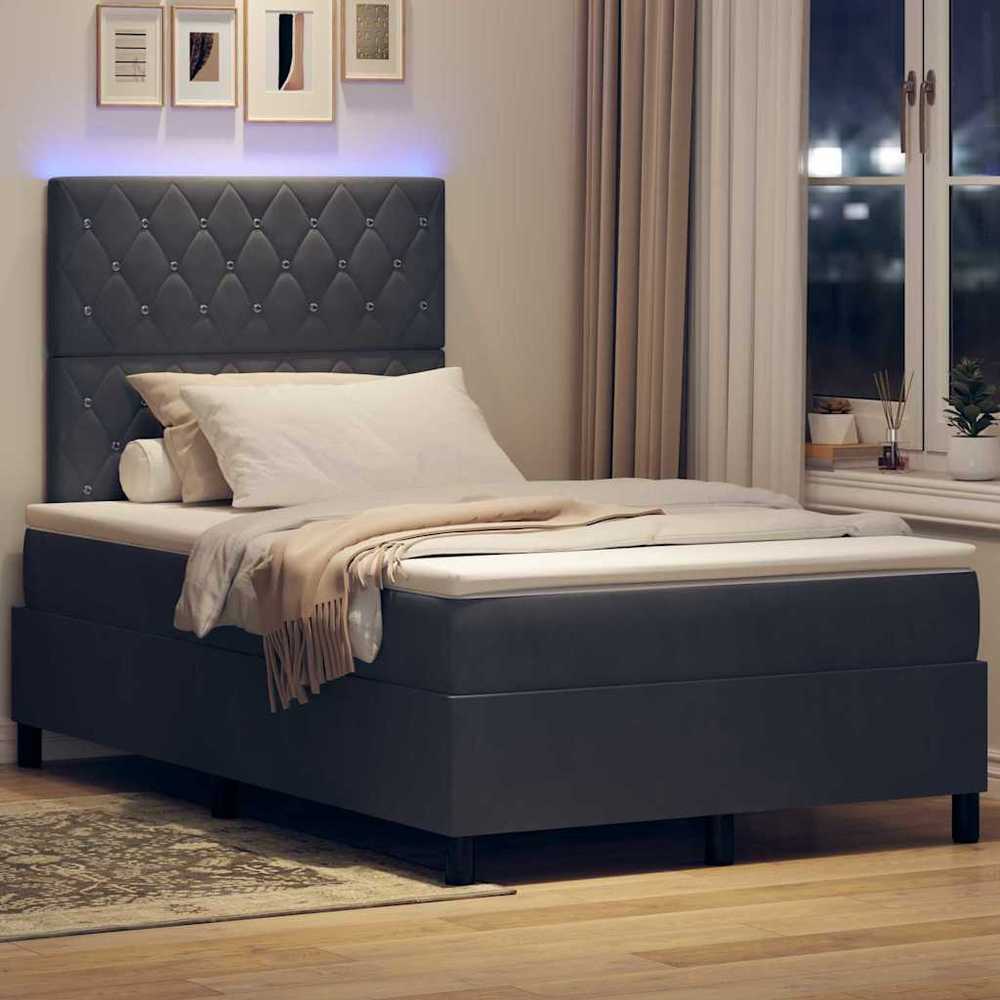 LED Čiužinio Lova Tamsiai pilka 120 x 190 cm Aksomas