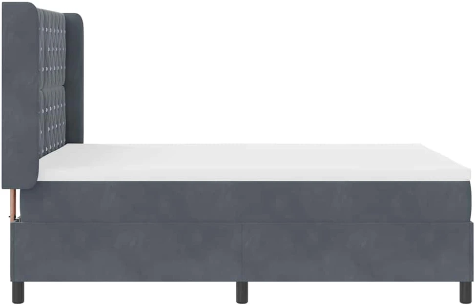 Kiemas lova su čiužiniu Tamsiai pilka 160 x 200 cm Aksomas