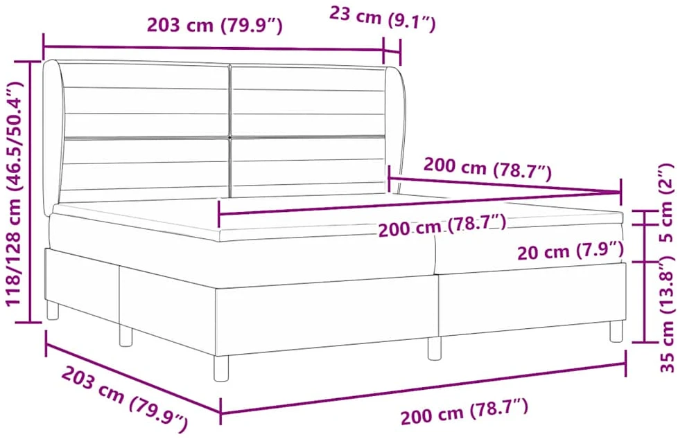 Kiemas lova su čiužiniu Tamsiai pilka 200 x 200 cm audinys