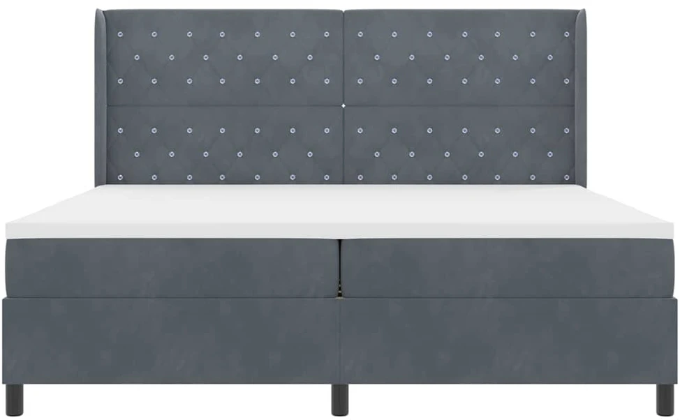 Kiemas lova su čiužiniu Tamsiai pilka 200 x 200 cm Aksomas
