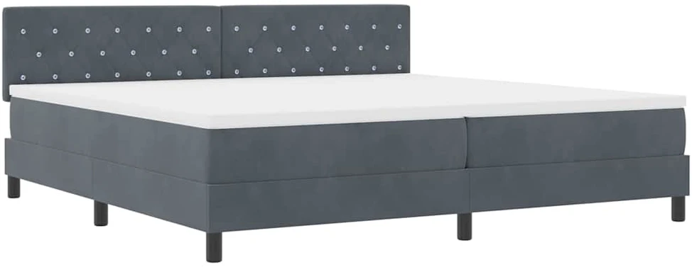 Kiemas lova su čiužiniu Tamsiai pilka 200 x 200 cm Aksomas
