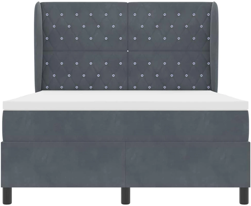 Kiemas lova su čiužiniu Tamsiai pilka 200 x 140 cm Aksomas