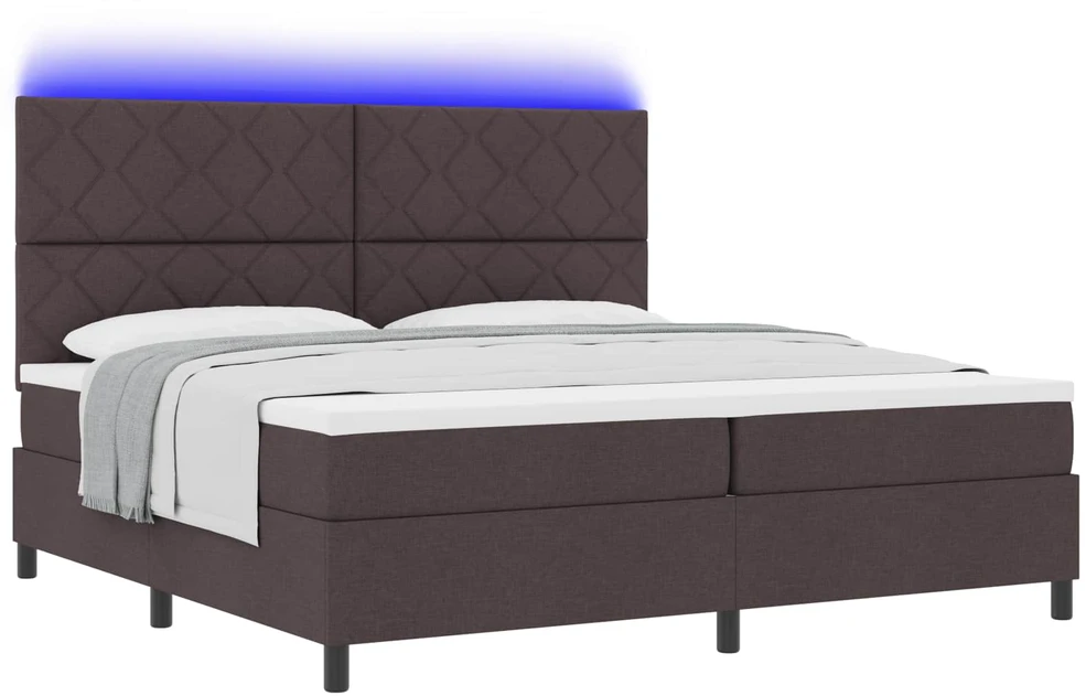 Kiemas lova su čiužiniu Tamsiai ruda 200 x 200 cm audinys
