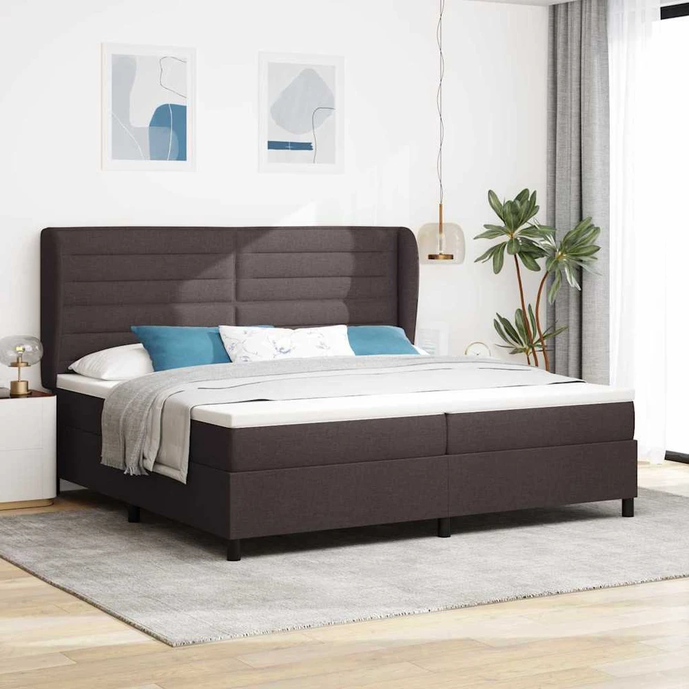 Kiemas lova su čiužiniu Tamsiai ruda 200 x 200 cm audinys