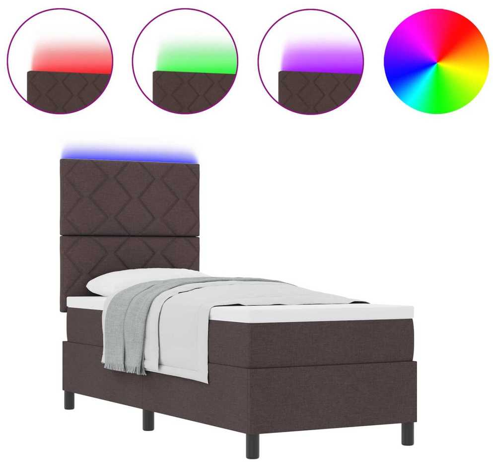 Kiemas lova su LED juostelėmis Tamsiai ruda 80 x 200 cm audinys
