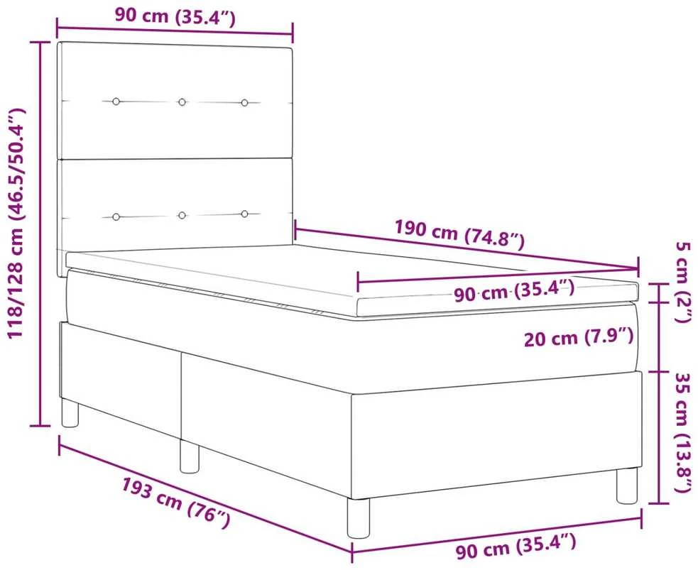 Kiemas lova su LED juostelėmis Tamsiai ruda 90 x 190 cm audinys