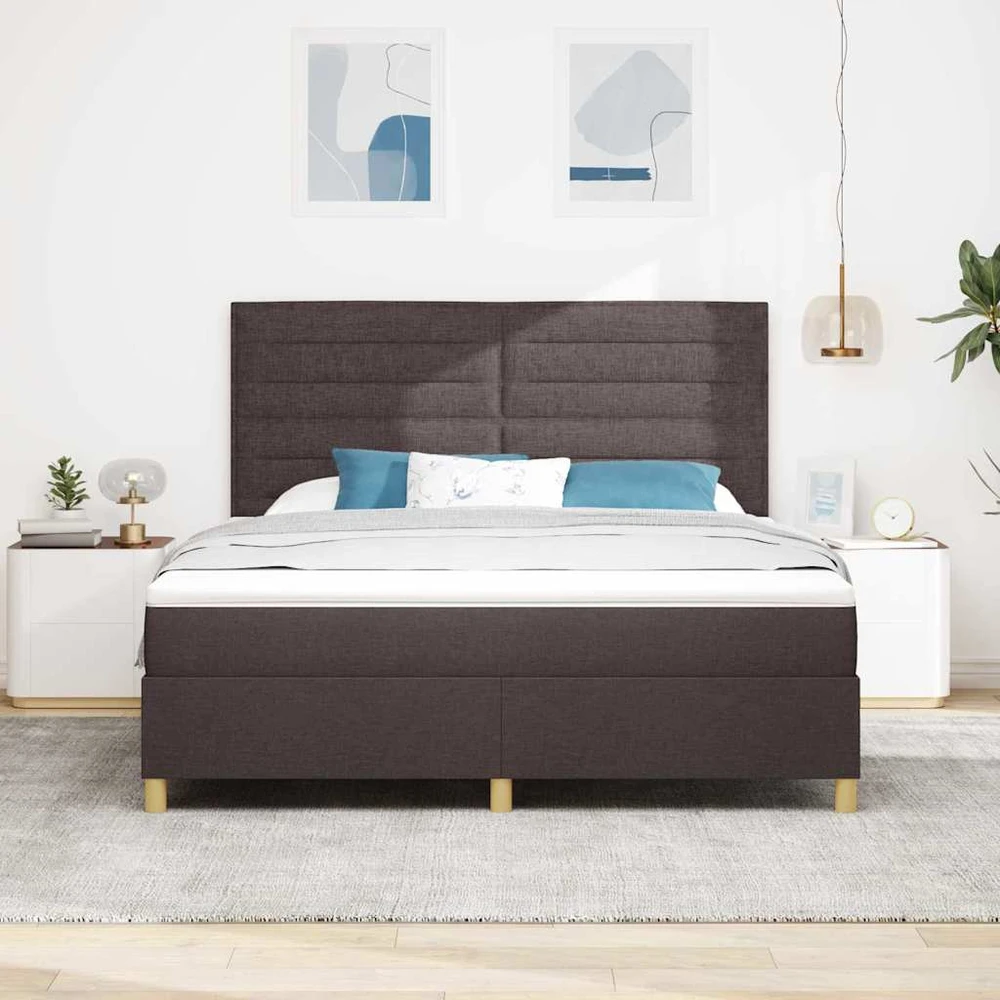 Kiemas lova su čiužiniu Tamsiai rudas 180 x 200 cm audinys