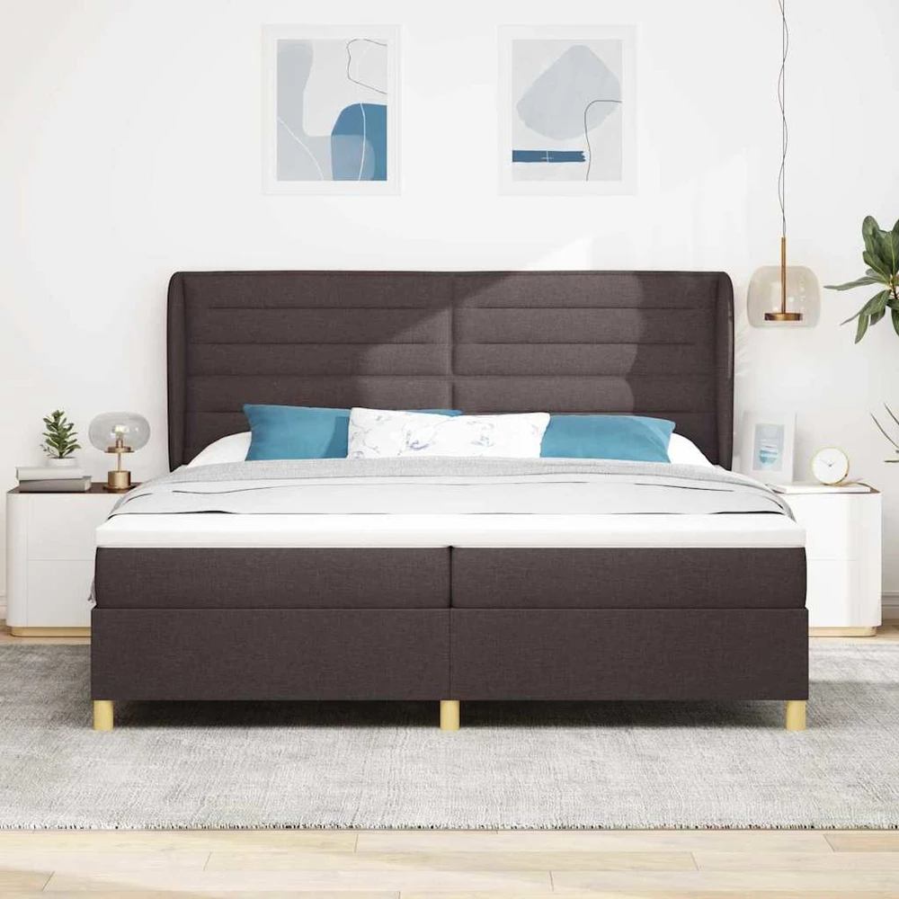 Kiemas lova su čiužiniu Tamsiai rudas 200 x 200 cm audinys