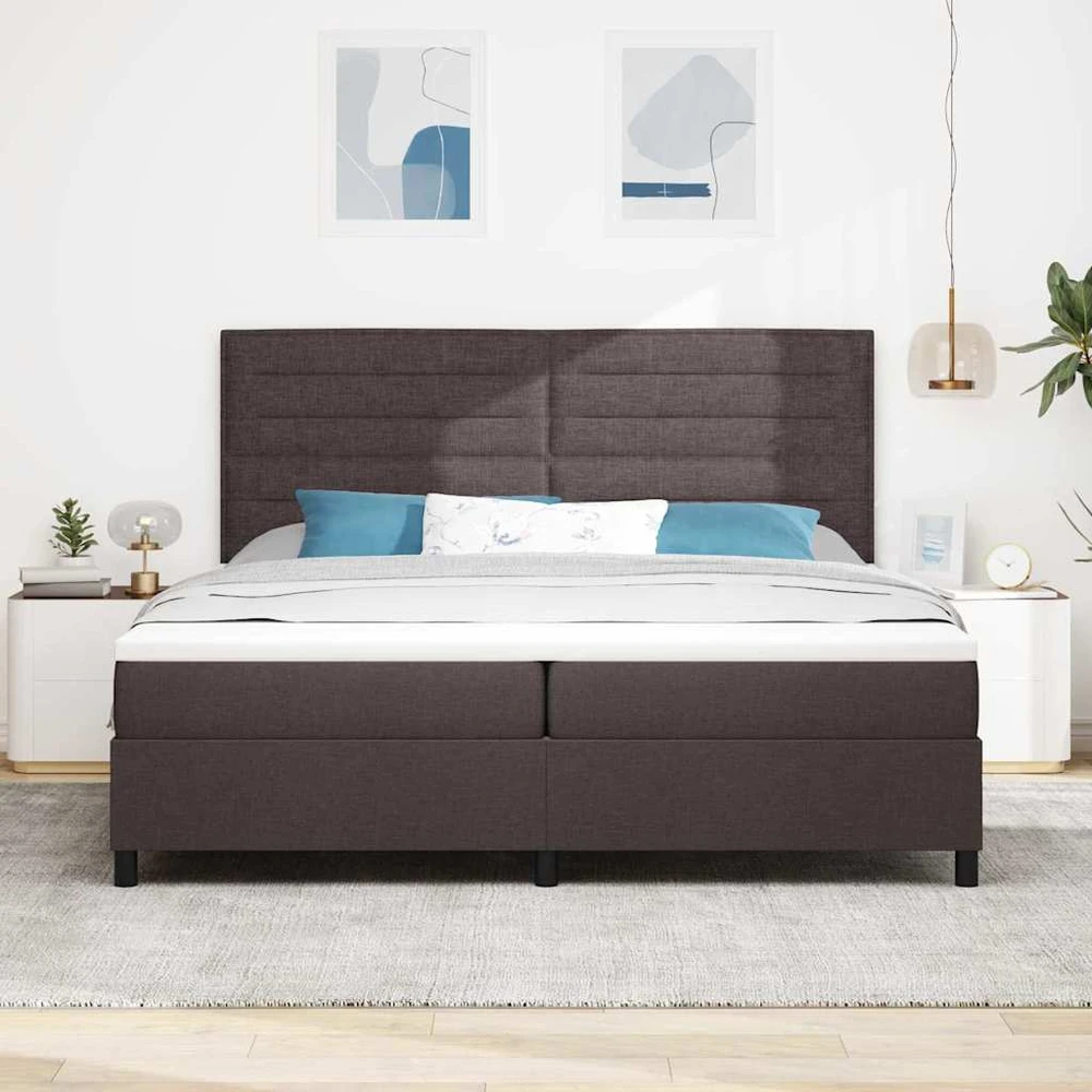 Kiemas lova su čiužiniu Tamsiai rudas 200 x 200 cm audinys