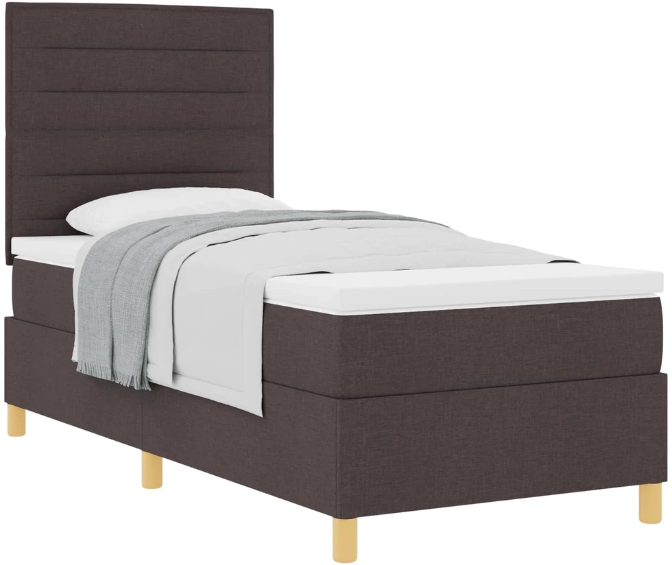 Kiemas lova su čiužiniu Tamsiai rudas 90 x 200 cm audinys