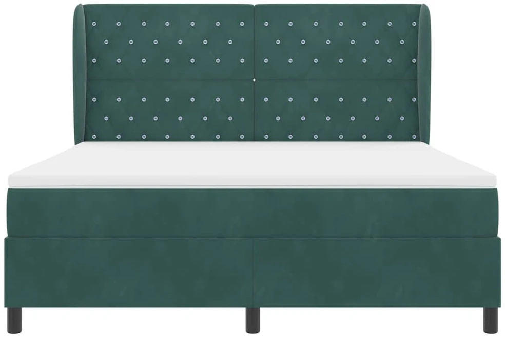 Kiemas lova su čiužiniu Tamsiai žalia 200 x 180 cm Aksomas