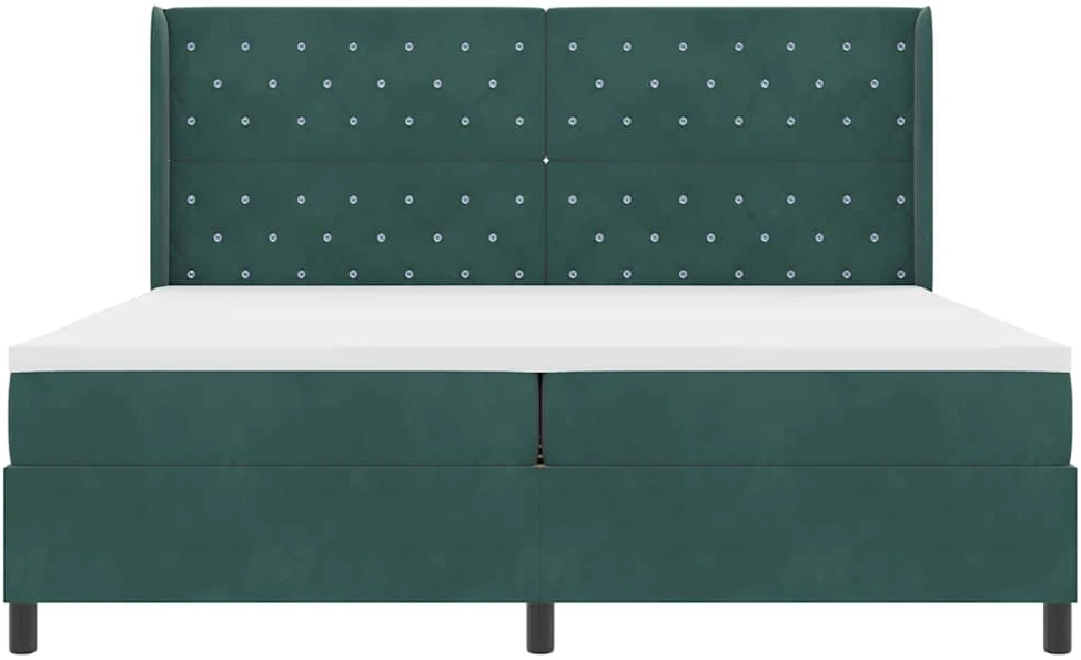 Kiemas lova su čiužiniu Tamsiai žalia 200 x 200 cm Aksomas