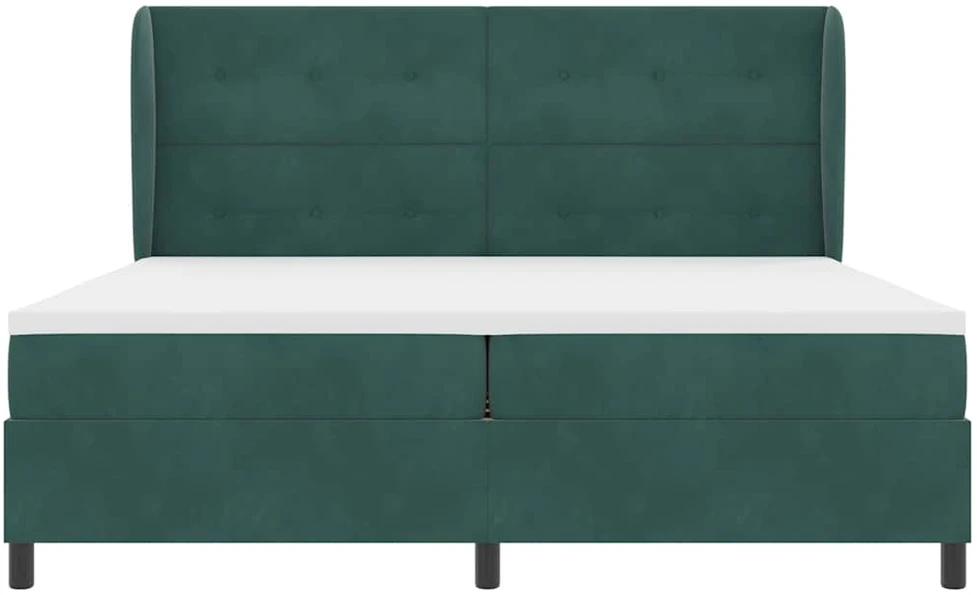Kiemas lova su galvūgalio Tamsiai žalia 200 x 200 cm Aksomas