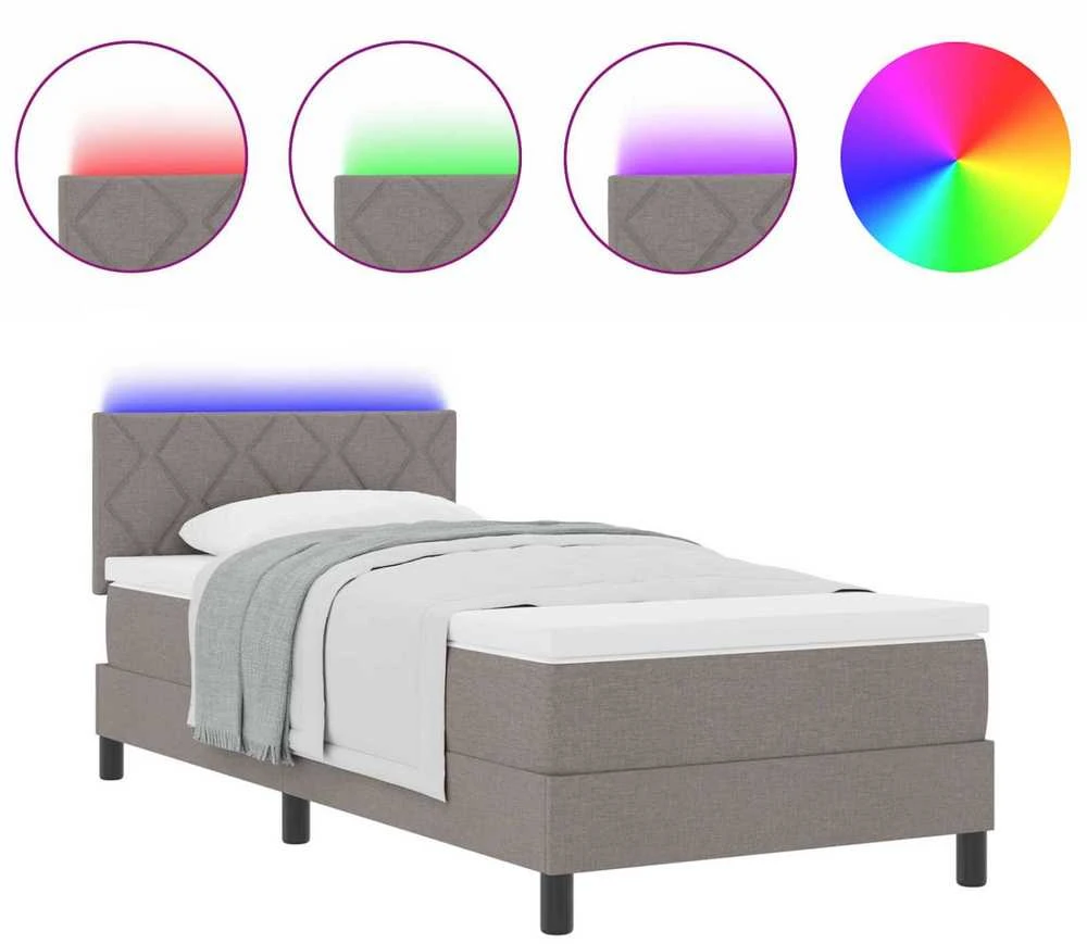 Kiemas lova su LED juostelėmis Tortora 100 x 200 cm audinys