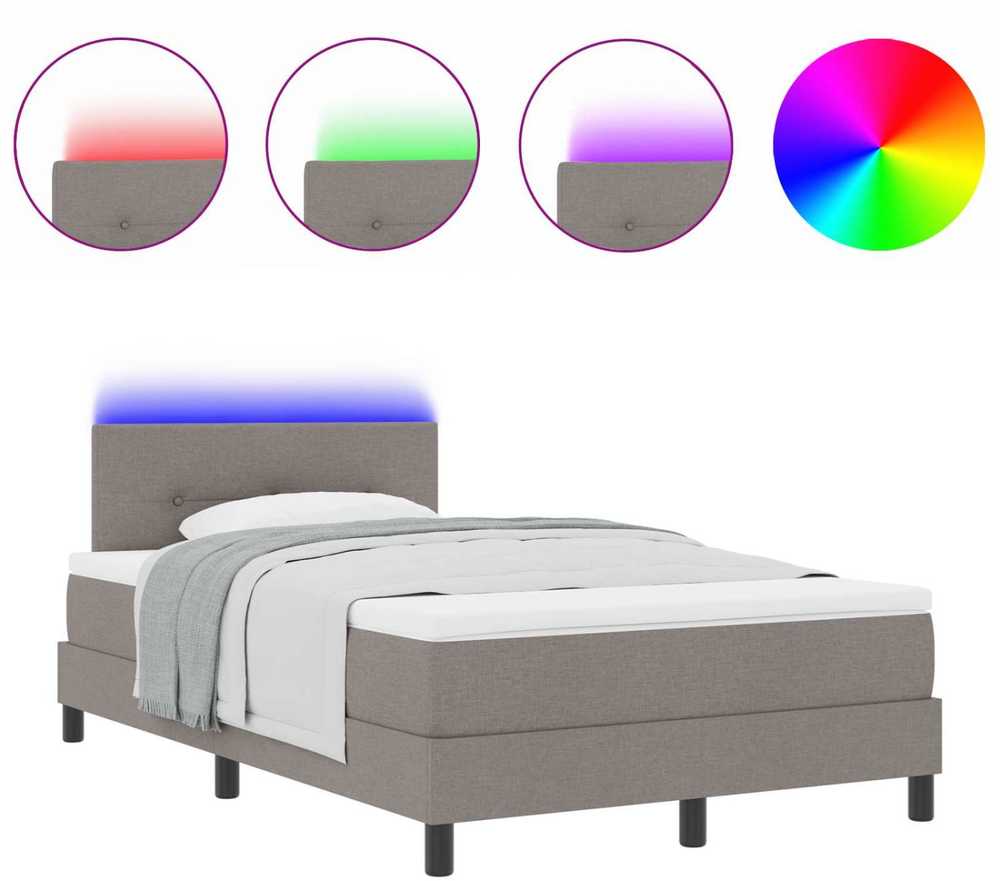 Kiemas lova su LED juostelėmis Tortora 120 x 190 cm audinys