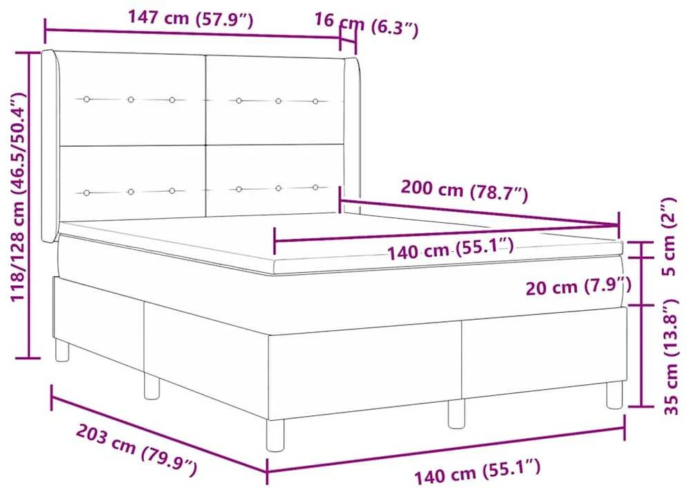 Kiemas lova su LED juostelėmis Tortora 140 x 200 cm audinys