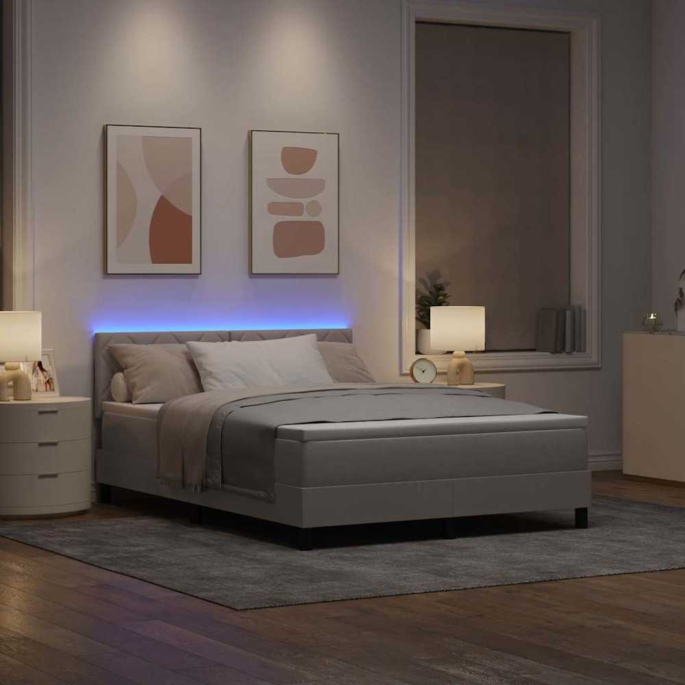 Kiemas lova su LED juostelėmis Tortora 140 x 200 cm audinys