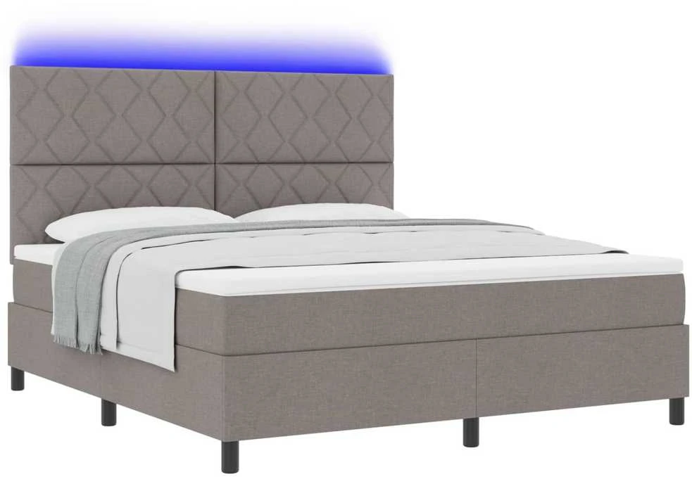 Kiemas lova su LED juostelėmis Tortora 180 x 200 cm audinys