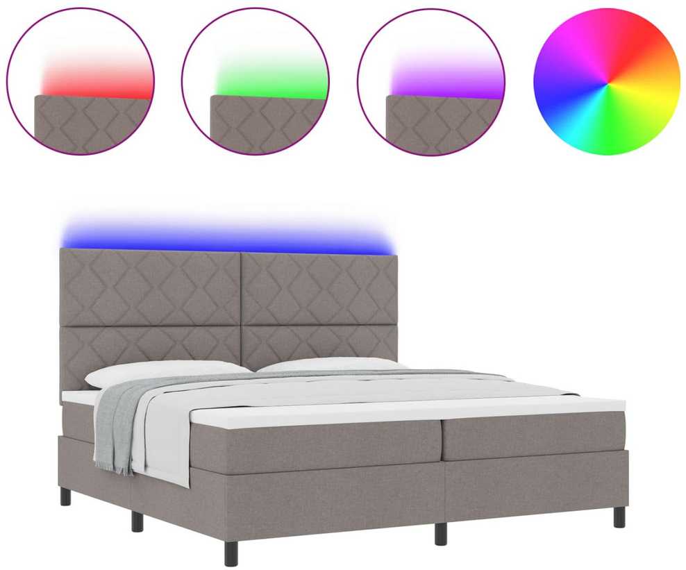 Kiemas lova su LED juostelėmis Tortora 200 x 200 cm audinys