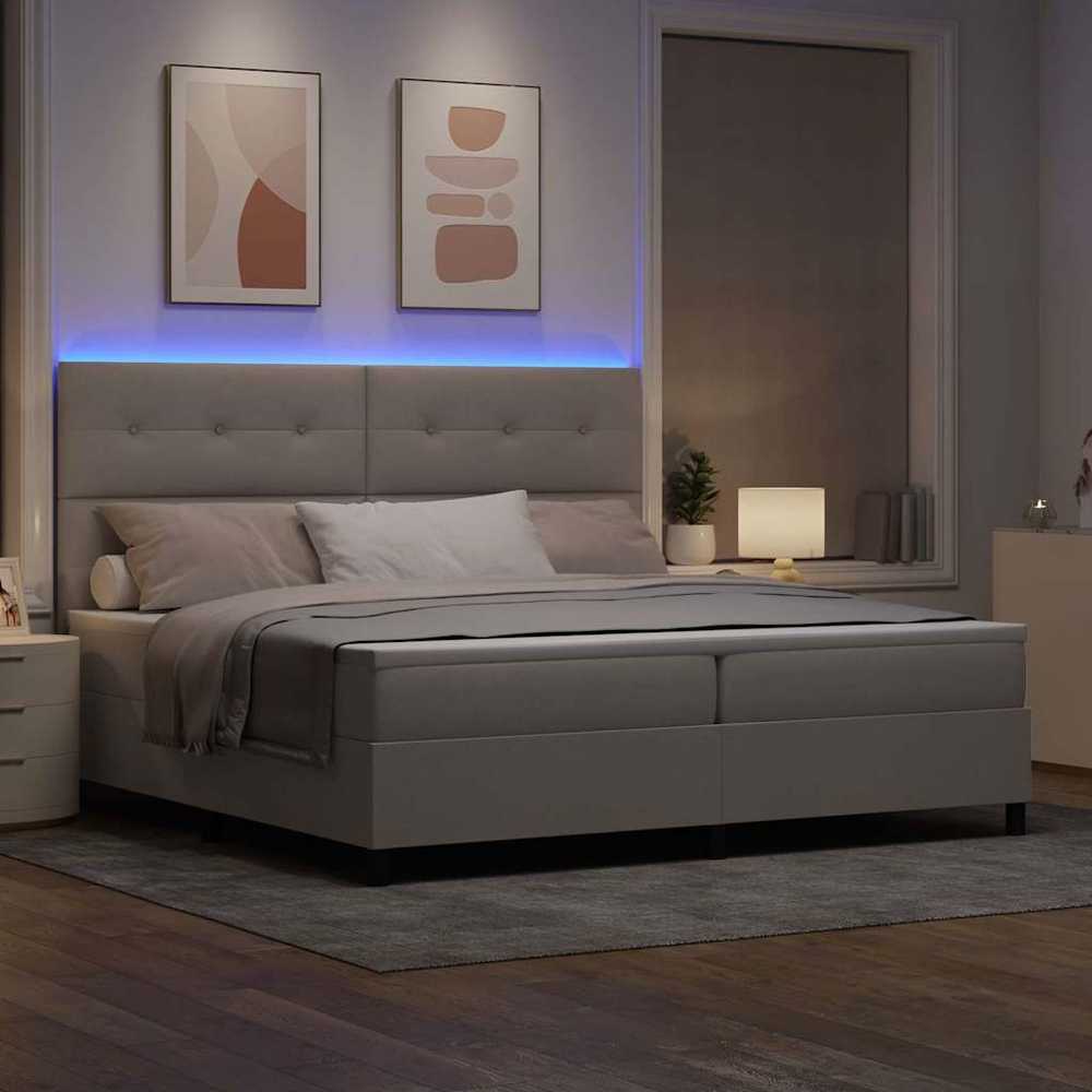 Kiemas lova su LED juostelėmis Tortora 200 x 200 cm audinys
