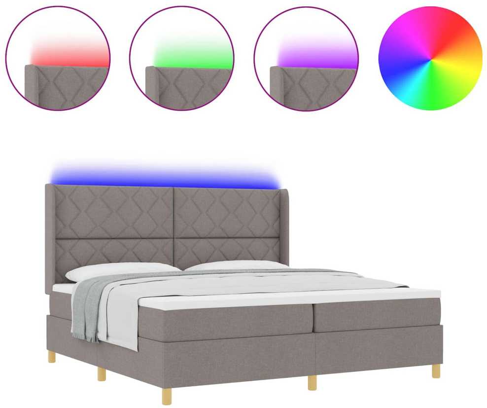 Kiemas lova su LED juostelėmis Tortora 200 x 200 cm audinys