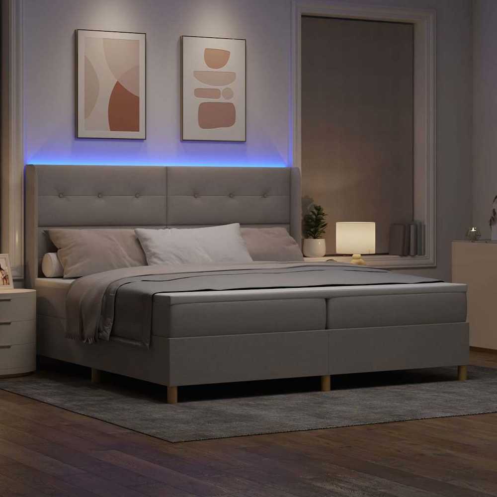 Kiemas lova su LED juostelėmis Tortora 200 x 200 cm audinys