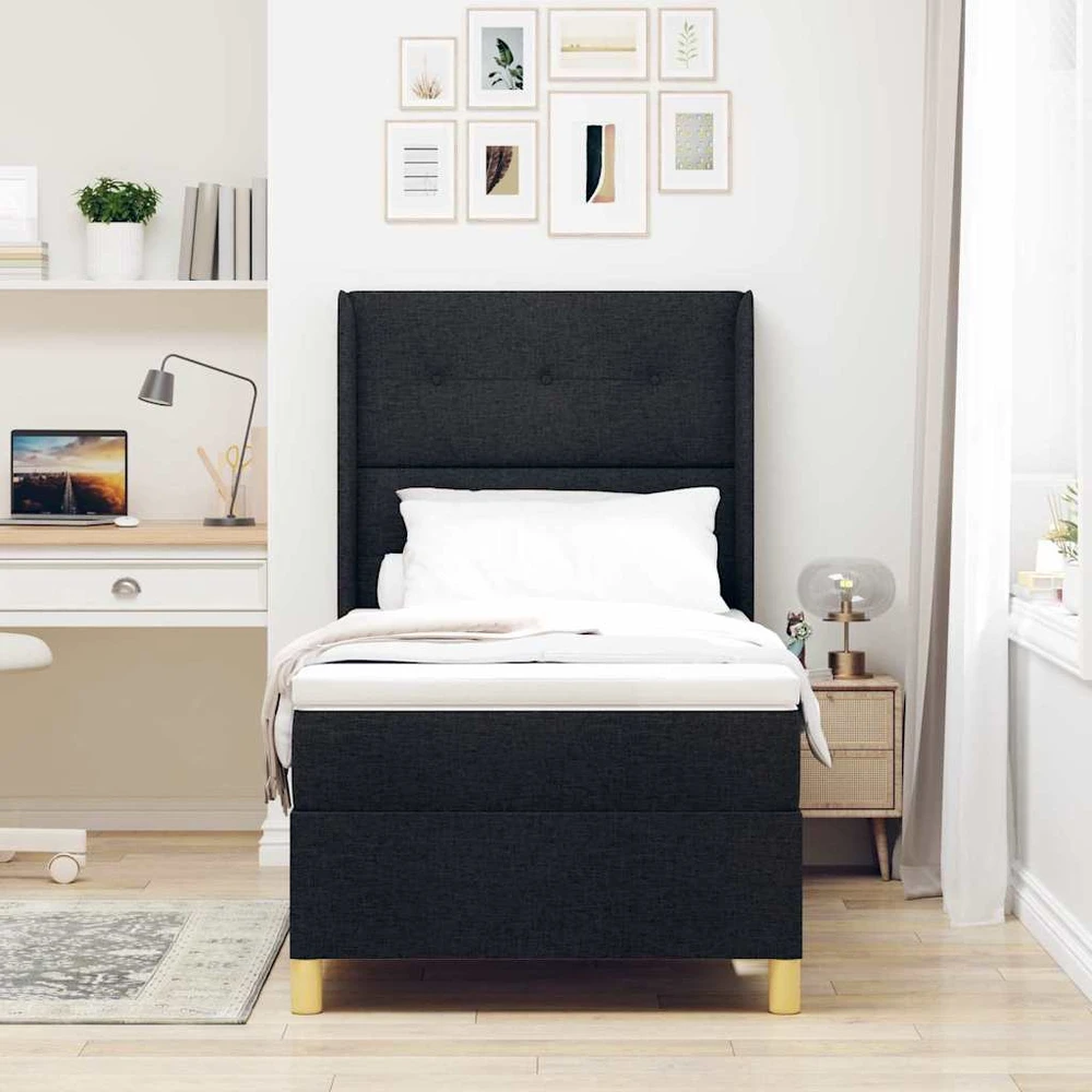 Kiemas lova su galvūgalio Juoda 100 x 200 cm audinys