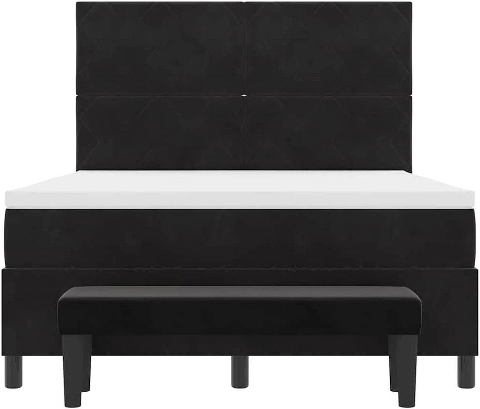 Kiemas lova su galvūgalio Juoda 200 x 140 cm Aksomas