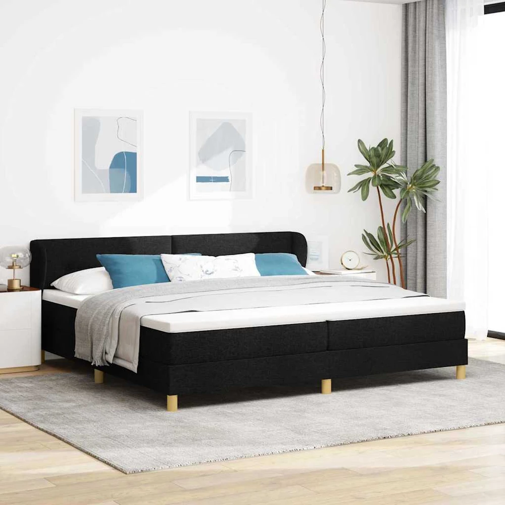 Kiemas lova su galvūgalio Juoda 200 x 200 cm audinys