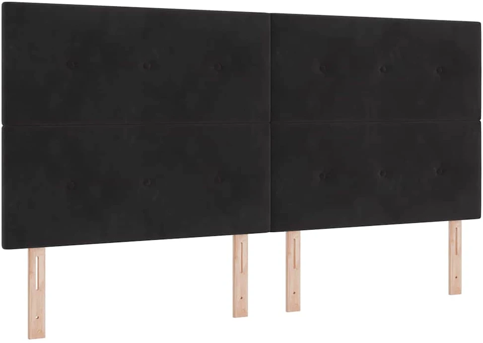 Kiemas lova su galvūgalio Juoda 200 x 200 cm Aksomas