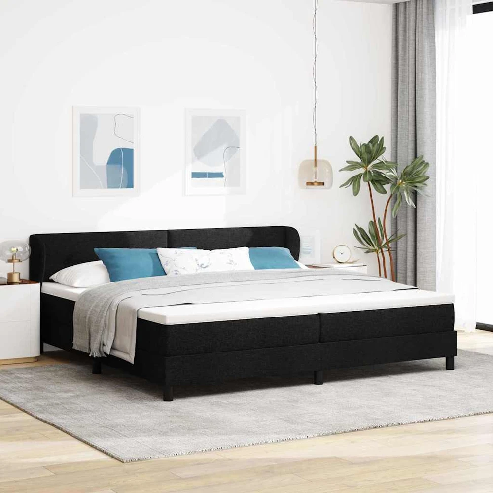 Kiemas lova su galvūgalio Juoda 200 x 200 cm audinys