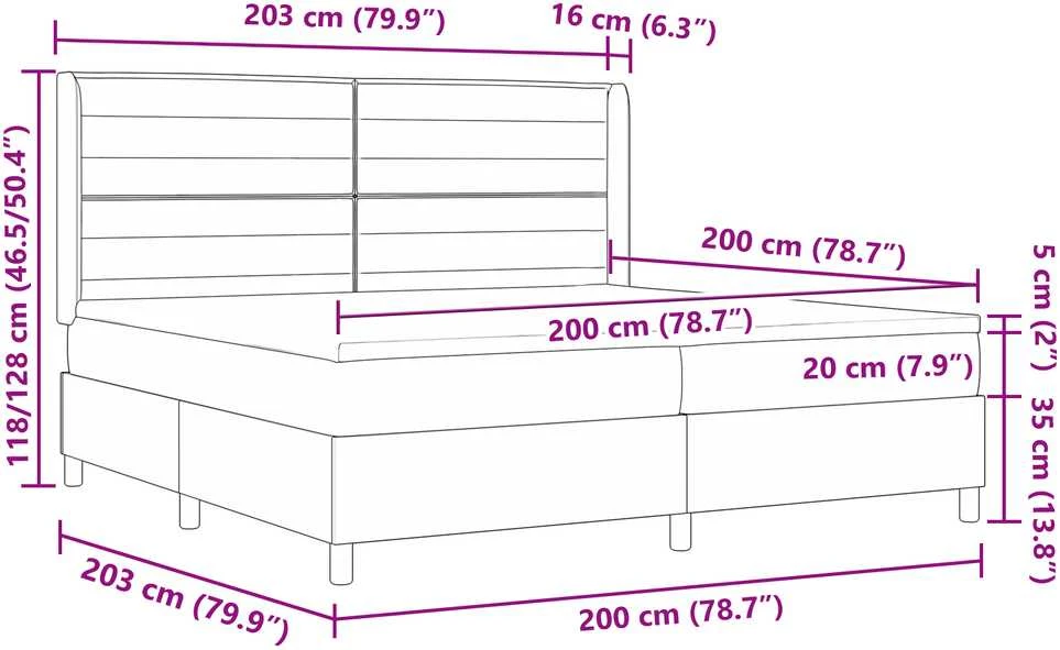 Kiemas lova su čiužiniu Juoda 200 x 200 cm audinys