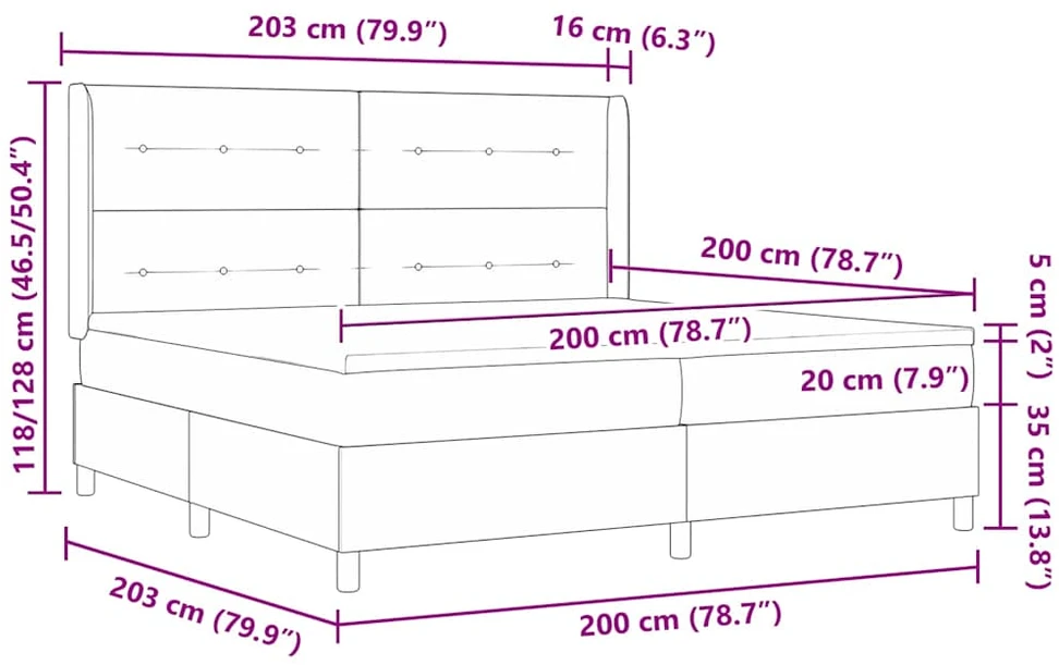 Kiemas lova su galvūgalio Juoda 200 x 200 cm audinys