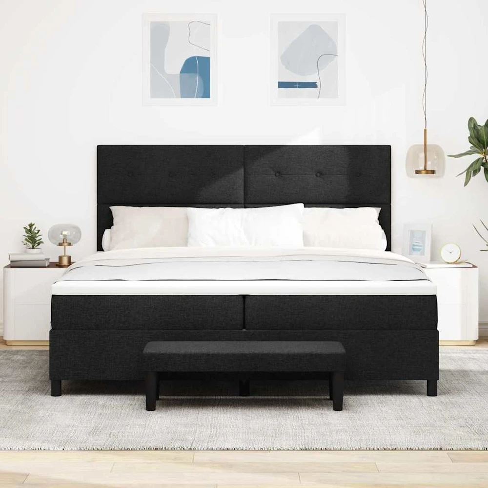 Kiemas lova su galvūgalio Juoda 200 x 200 cm audinys