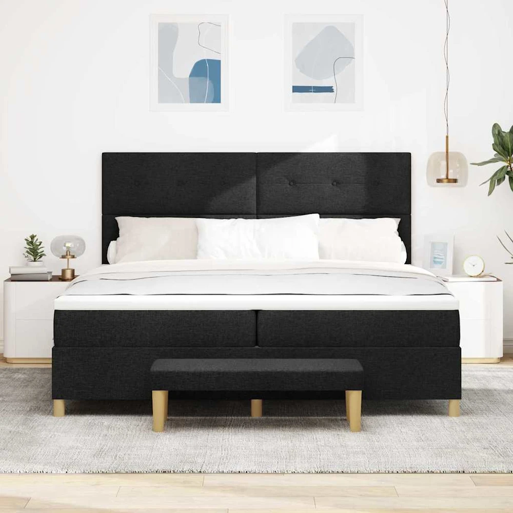 Kiemas lova su galvūgalio Juoda 200 x 200 cm audinys