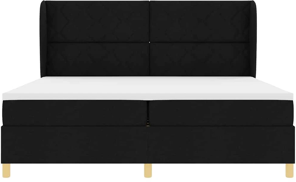 Kiemas lova su galvūgalio Juodas 200 x 200 cm audinys