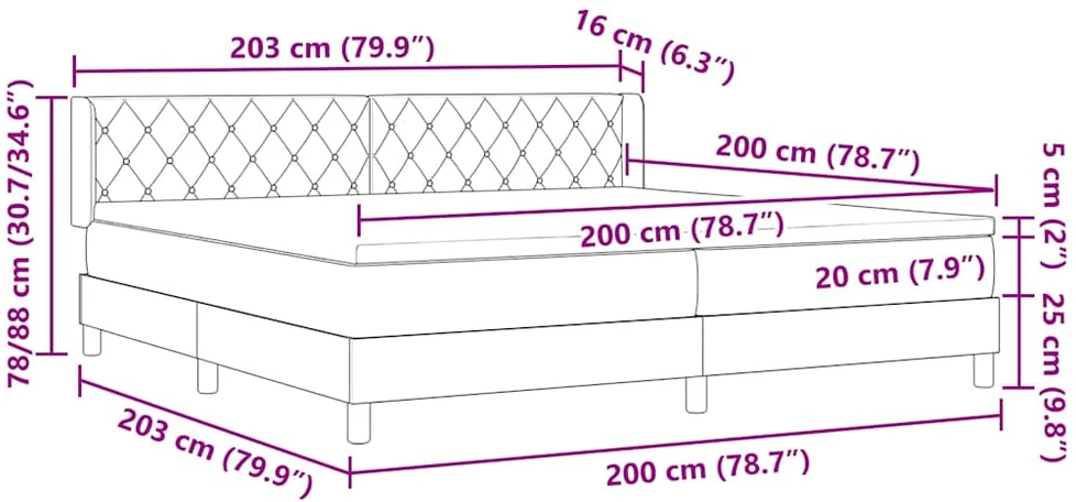 Kiemas lova su galvūgalio Juodas 200 x 200 cm Aksomas