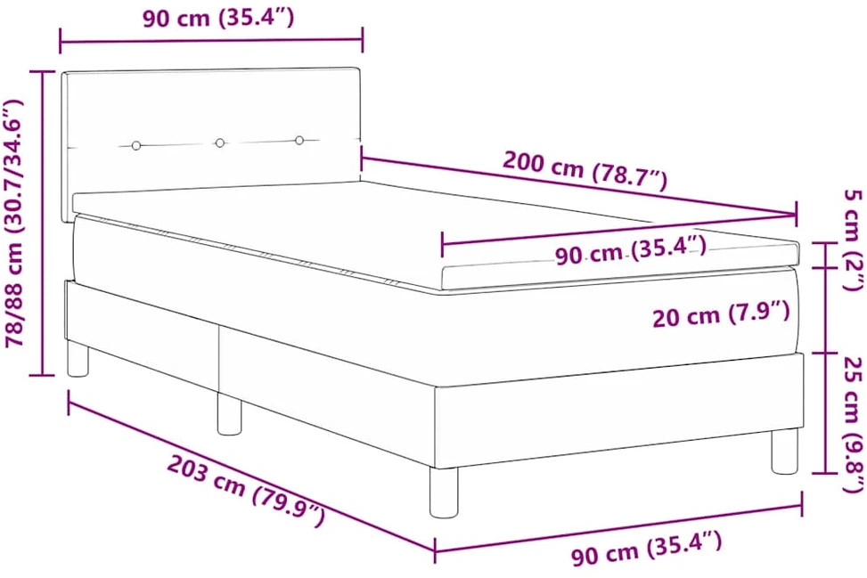 Kiemas lova su galvūgalio Juodas 90 x 200 cm audinys