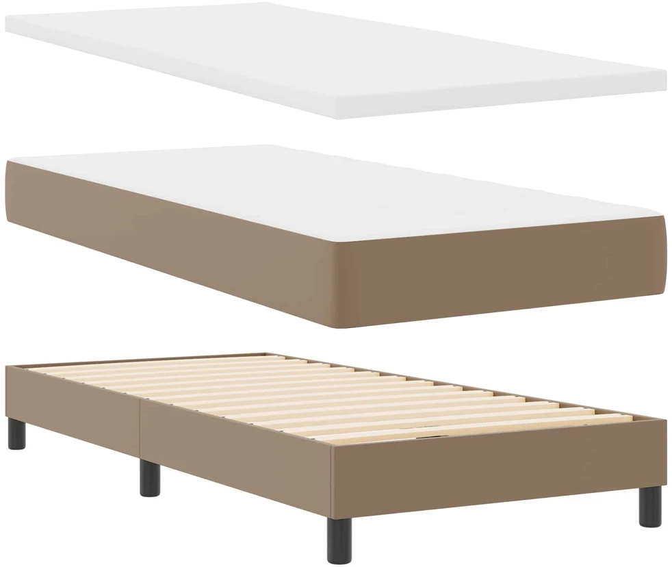 Kiemas lova su galvūgalio Kapučino 100 x 200 cm Dirbtinė oda