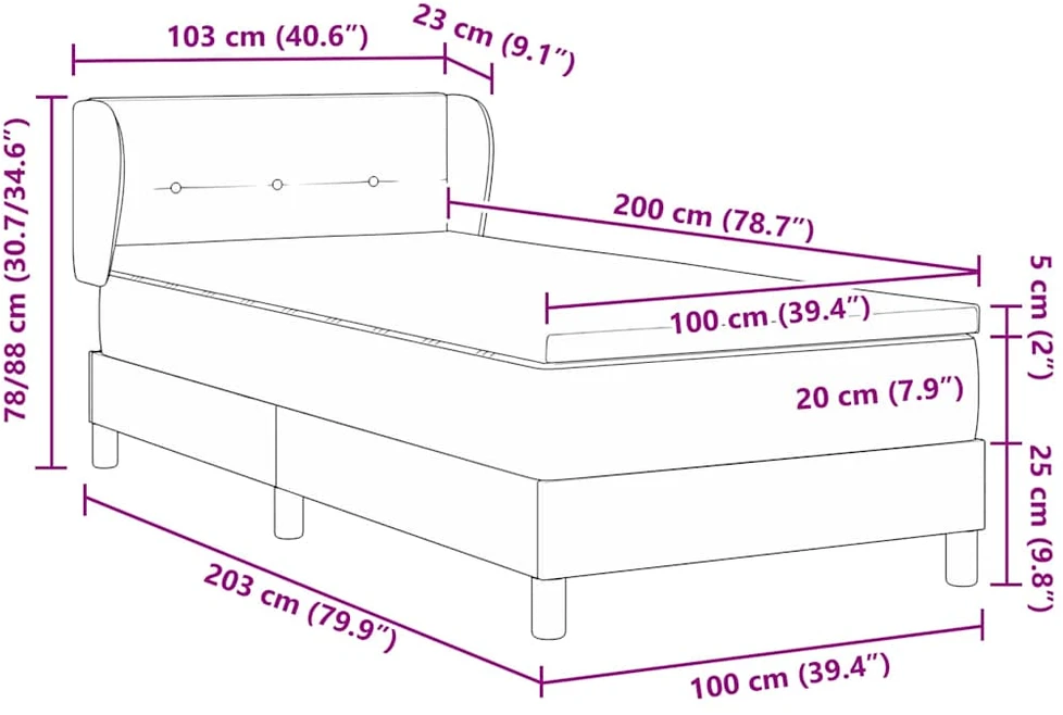 Kiemas lova su galvūgalio Kreminė 100 x 200 cm audinys