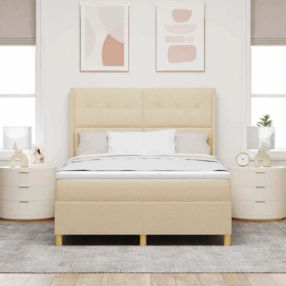 Kiemas lova su galvūgalio Kreminė 160 x 200 cm audinys