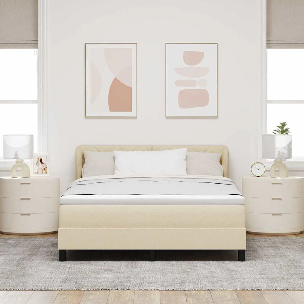 Kiemas lova su galvūgalio Kreminė 160 x 200 cm audinys