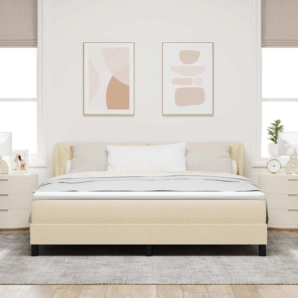 Kiemas lova su galvūgalio Kreminė 180 x 200 cm audinys