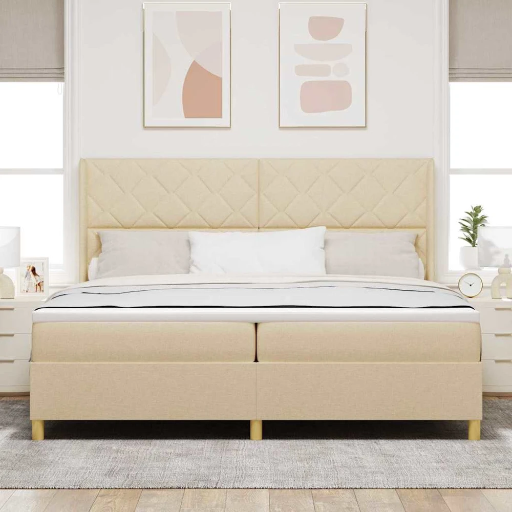 Kiemas lova su galvūgalio Kreminė 200 x 200 cm audinys