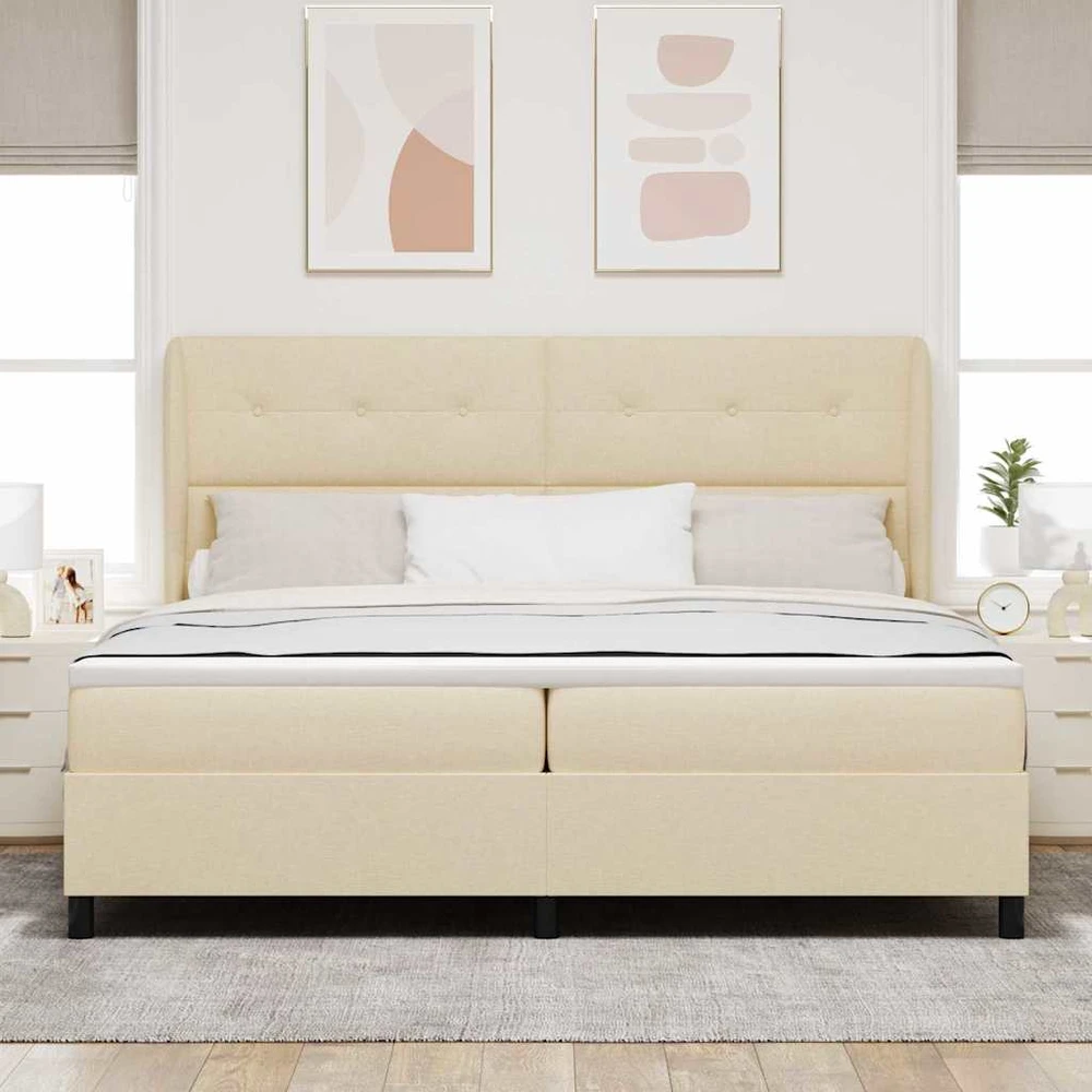 Kiemas lova su galvūgalio Kreminė 200 x 200 cm audinys