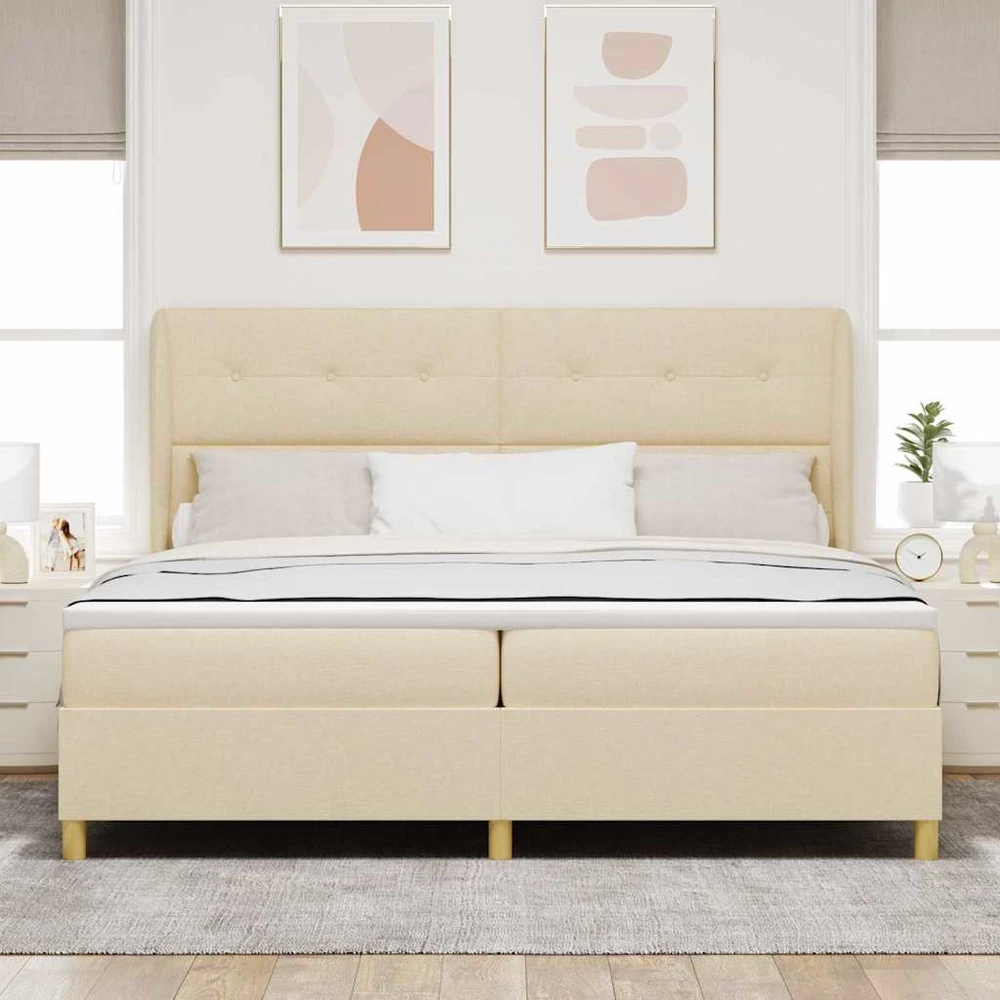 Kiemas lova su galvūgalio Kreminė 200 x 200 cm audinys