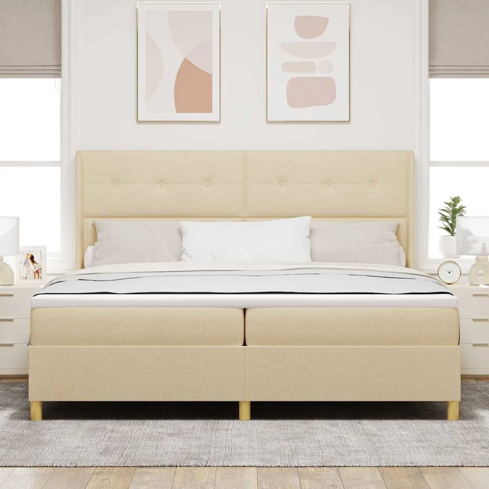 Kiemas lova su galvūgalio Kreminė 200 x 200 cm audinys