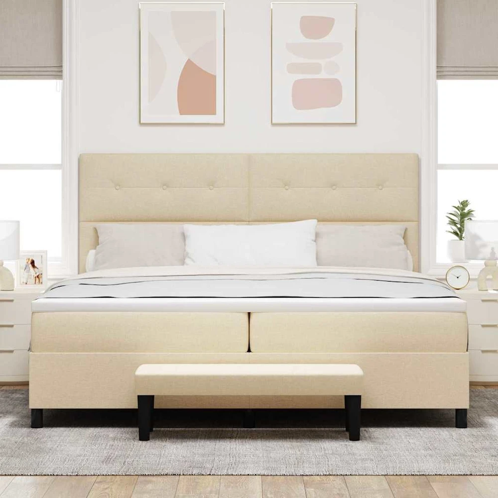 Kiemas lova su galvūgalio Kreminė 200 x 200 cm audinys