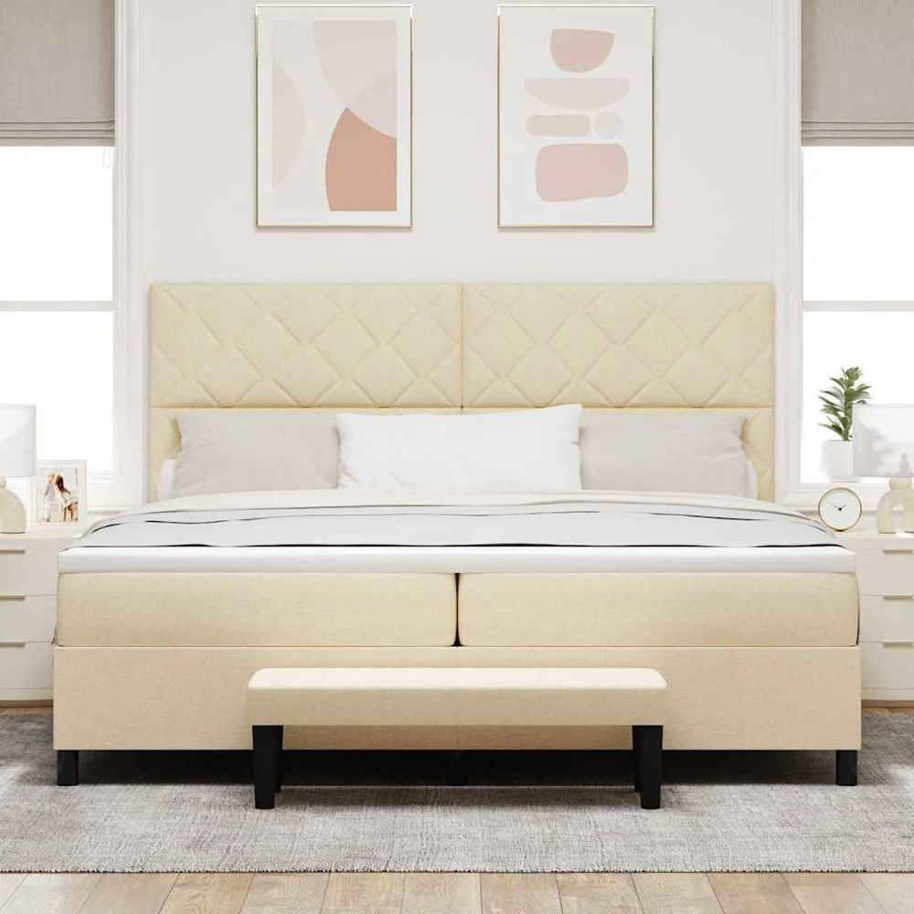 Kiemas lova su galvūgalio Kreminė 200 x 200 cm audinys