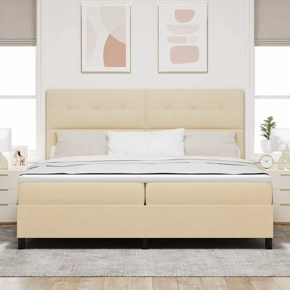 Kiemas lova su galvūgalio Kreminė 200 x 200 cm audinys